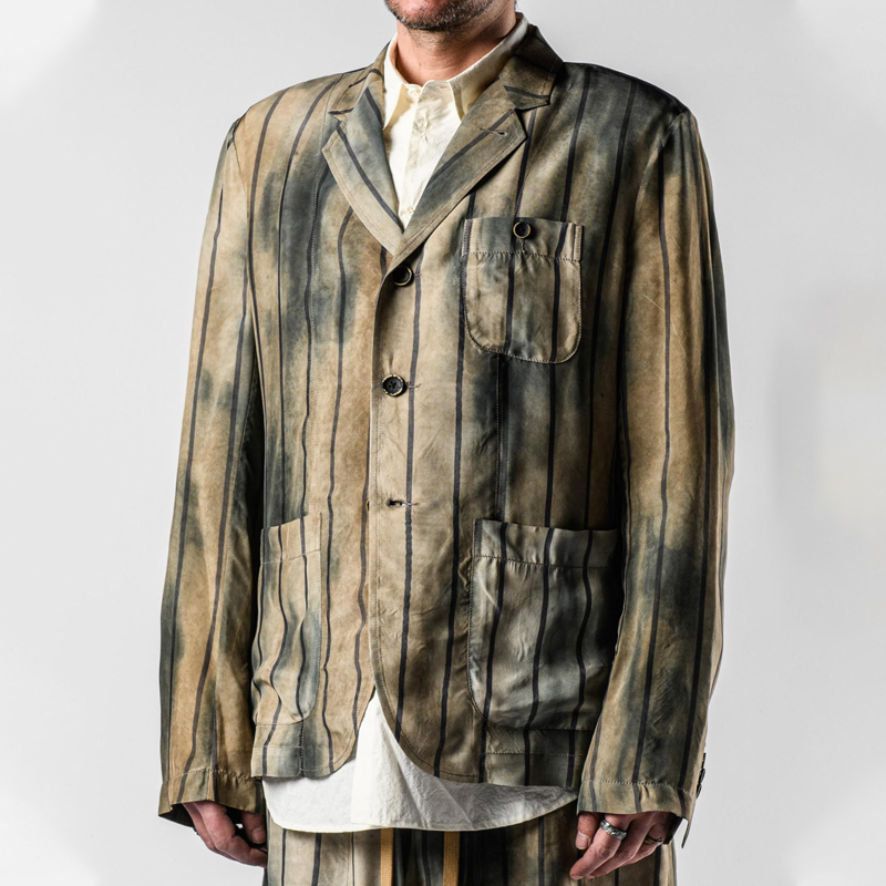 Men's Vintage Striped Uneven Dye Blazer