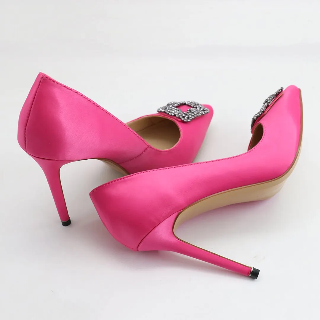100mm Women's Slik Shoes Diamond Party Wedding Pumps-vocosishoes