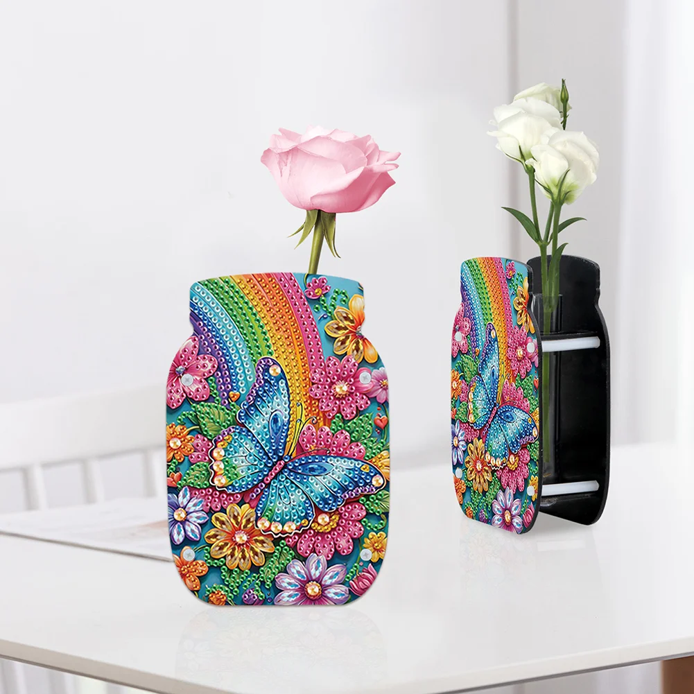 Butterfly Acrylic Double Sided Special Shape Diamond Painting Vase for Home