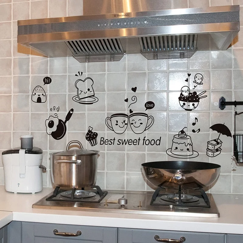 Kitchen Wall Stickers Coffee Sweet Food DIY Wall Art Decal Decoration Oven Dining Hall Wallpapers PVC Wall Decals/Adhesive