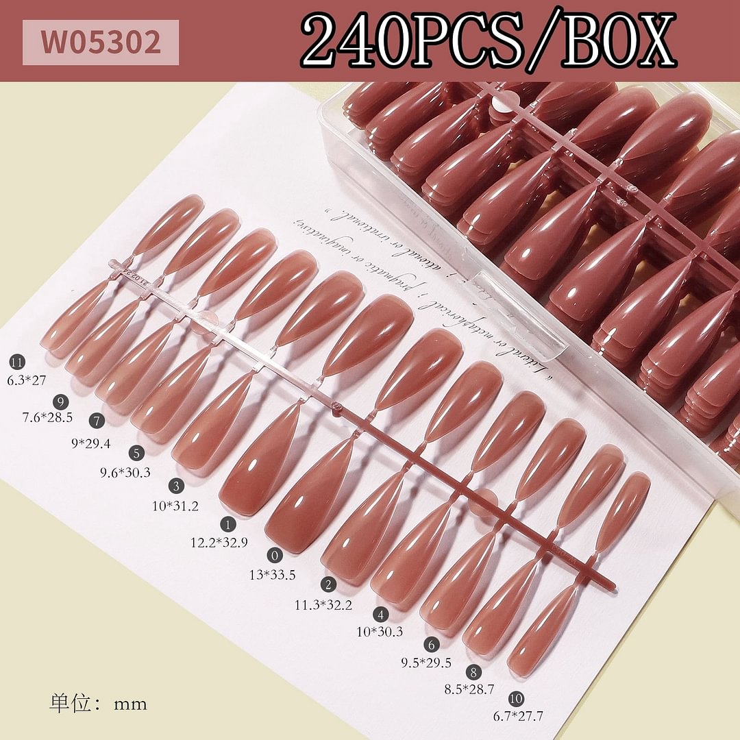 240Pcs Fake Nails Solid Color Super Long Coffin False Nail Full Cover Artificial Detachable Ballet Press on Nails Tips for Nails