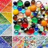 1000g Mixed Colorful beads, translucent glass flat beads, colored glaze, red and blue small beads, colorful rice beads mosaic tiles art material