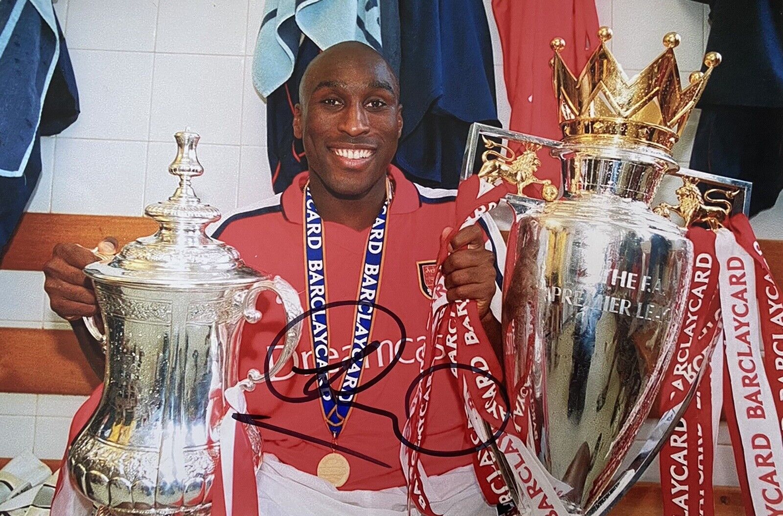 Sol Campbell Genuine Hand Signed Arsenal 12x8 Photo Poster painting