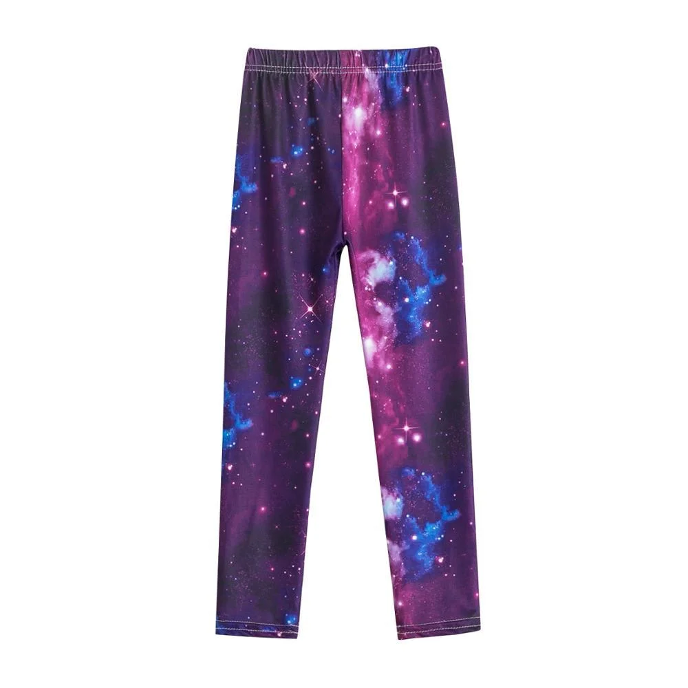 Blue Girls Leggings Cartoon Skinny Sport Pants Leggings for Girls Five-pointed Star Printing Clothes Little Girls Unicorn Pants