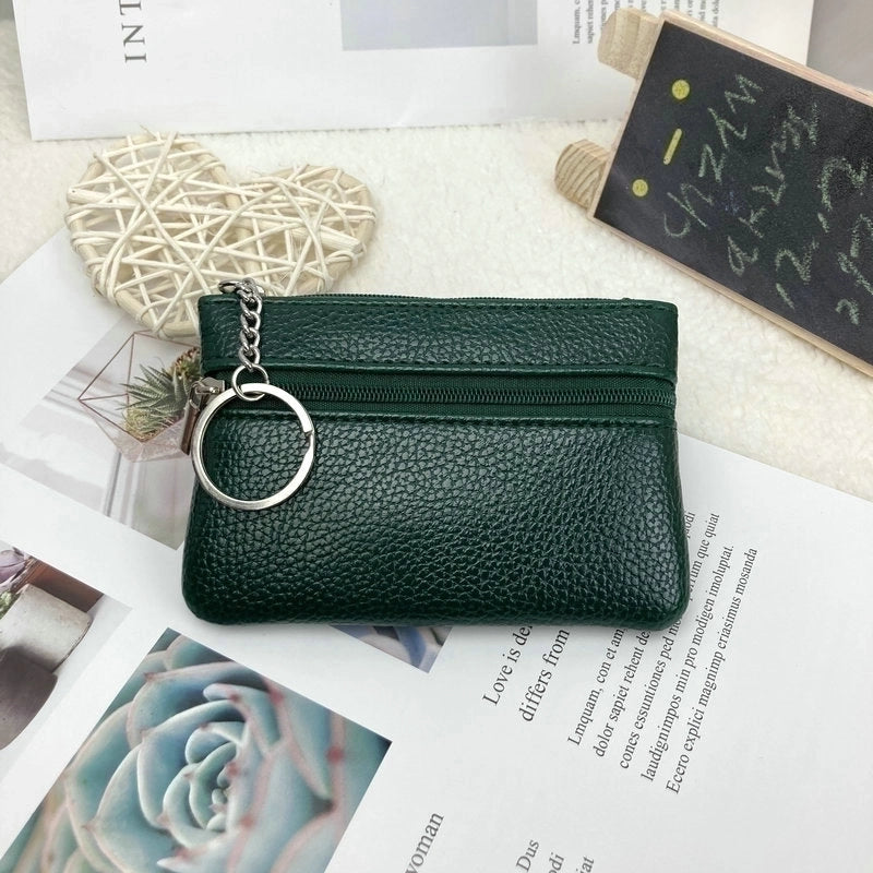 Women’s Solid Color Pu Leather Zipper Coin Purses