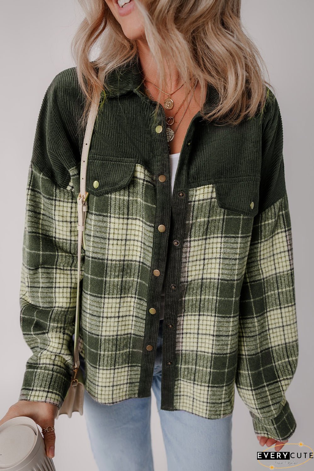 Comfortable Plaid Corduroy Jacket