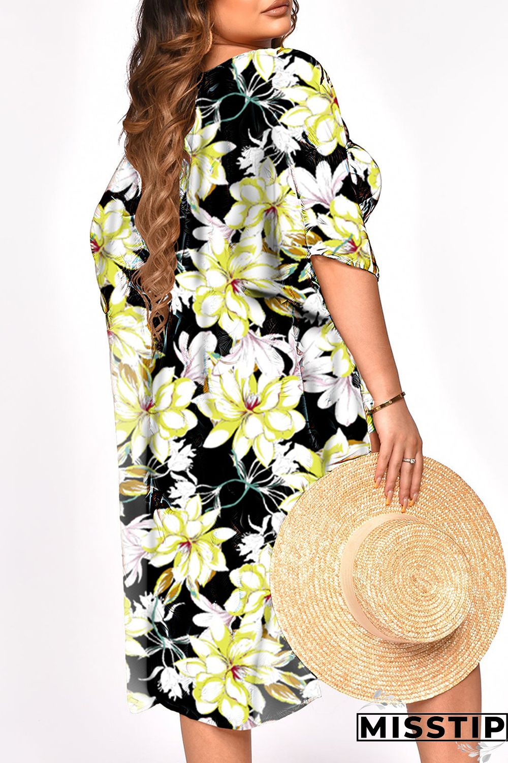 Black Green Fashion Casual Print Patchwork Half Sleeve Three-piece Set