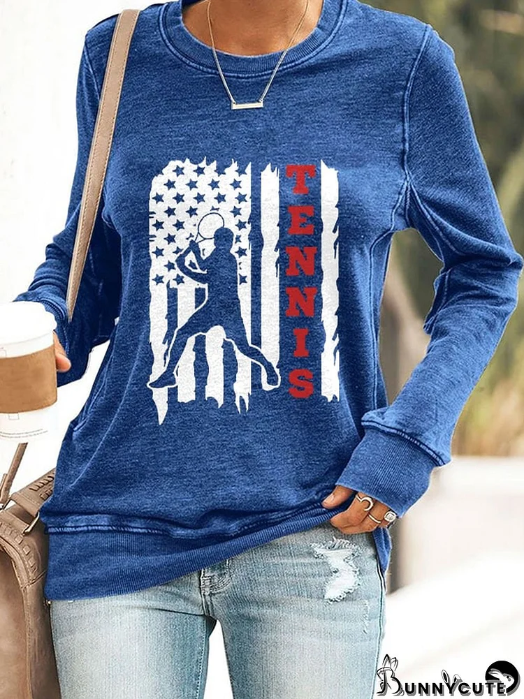 Women'S Tennis Flag Printed Sweatshirt