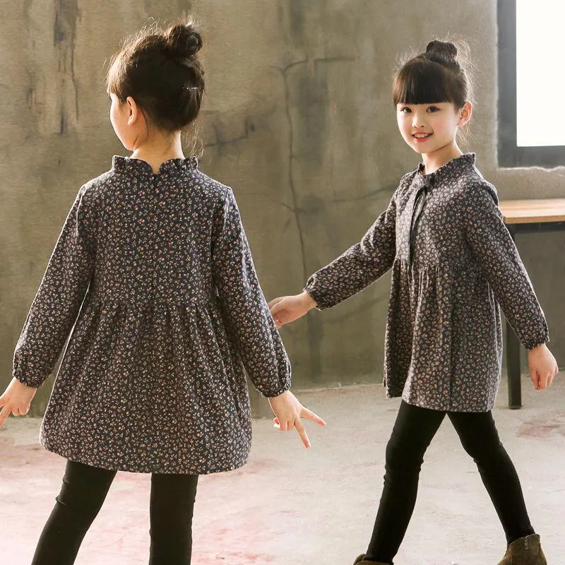 2020 Spring Autumn Girl Dress Cotton Long Sleeve Children's Dress Floral Kids Dresses for Girls Fashion Girls Princess Clothing