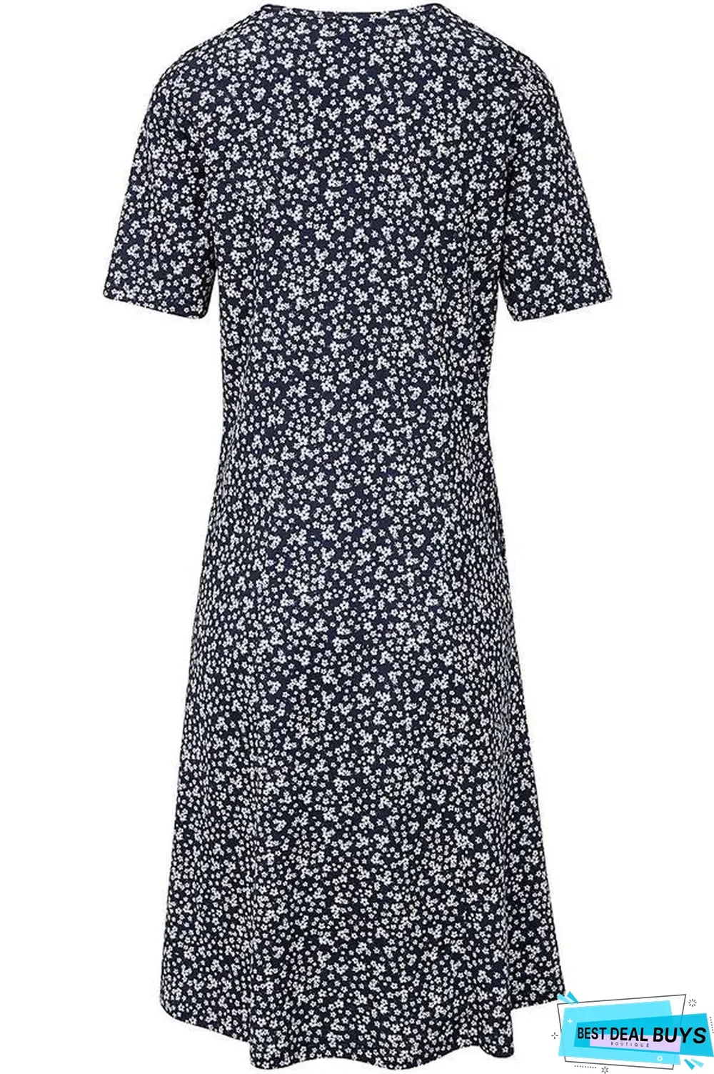 Casual Floral Print Short Sleeves Pockets Midi Dress