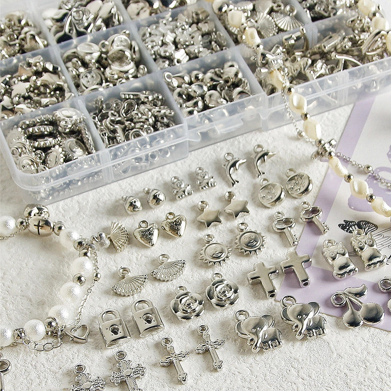 10 PCS/Package 7 * 12mm Arylic Cross Cherry Bow Knot Polished Pendant Jewelry Accessories