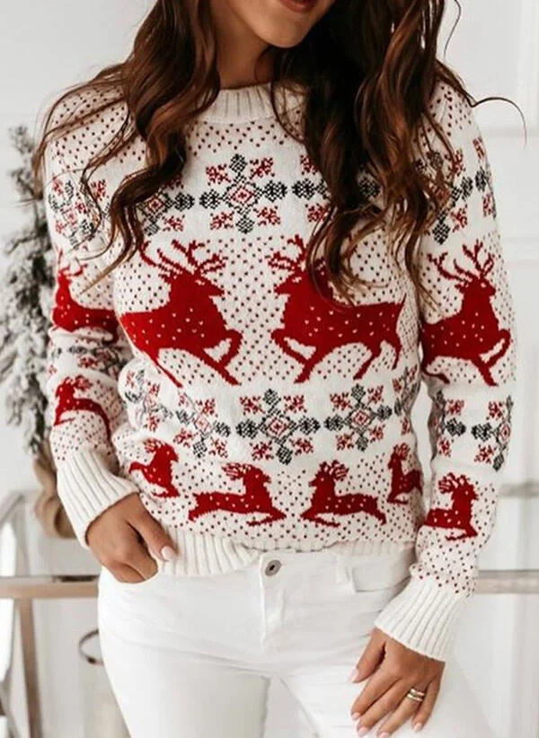 Funny Christmas Sweaters Reindeer Pullover Sweater-elleschic