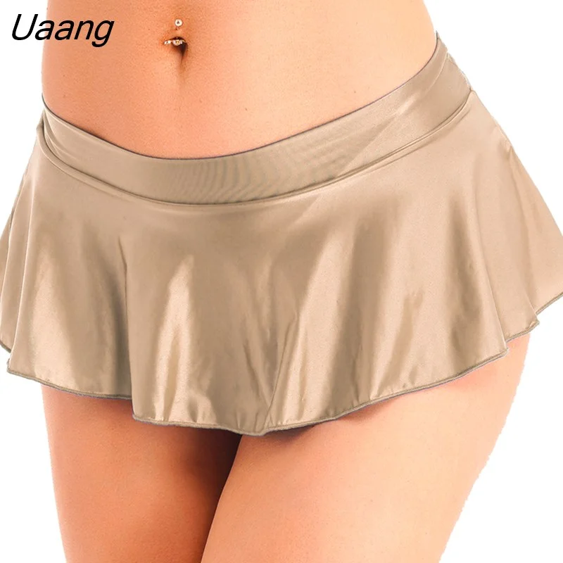 Uaang Womens Glossy Skirted Leotards Dance Dress Sexy Oil Shiny Tight Sports Yoga Ballet Practice Training Clothing Gymnastics Tutu