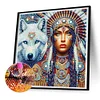 Beauté indienne et loup blanc-spécial en forme de diamant peinture-30 * 30cm