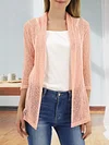 Vibrant V-Neck Crochet Cardigan - Elegant 3/4 Sleeve Mesh Slim Fit, Breathable, Casual, Comfortable, Women's Fashion Clothing for Daily Wear