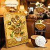 DIY Pearl Painting Sunflower Vase for Home Decor with Frame(30x20cm)
