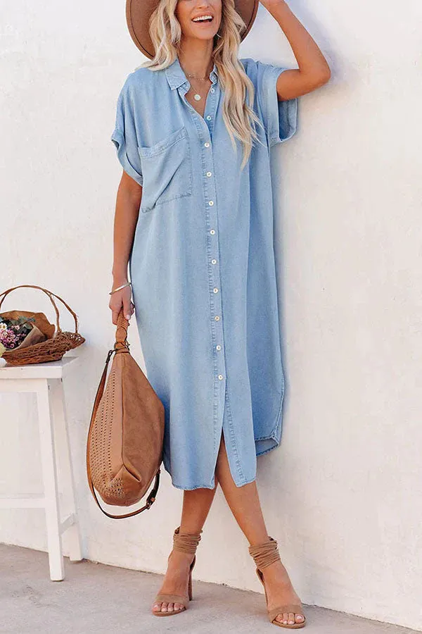 Rita Pocketed Tencel Button Down Midi Dress