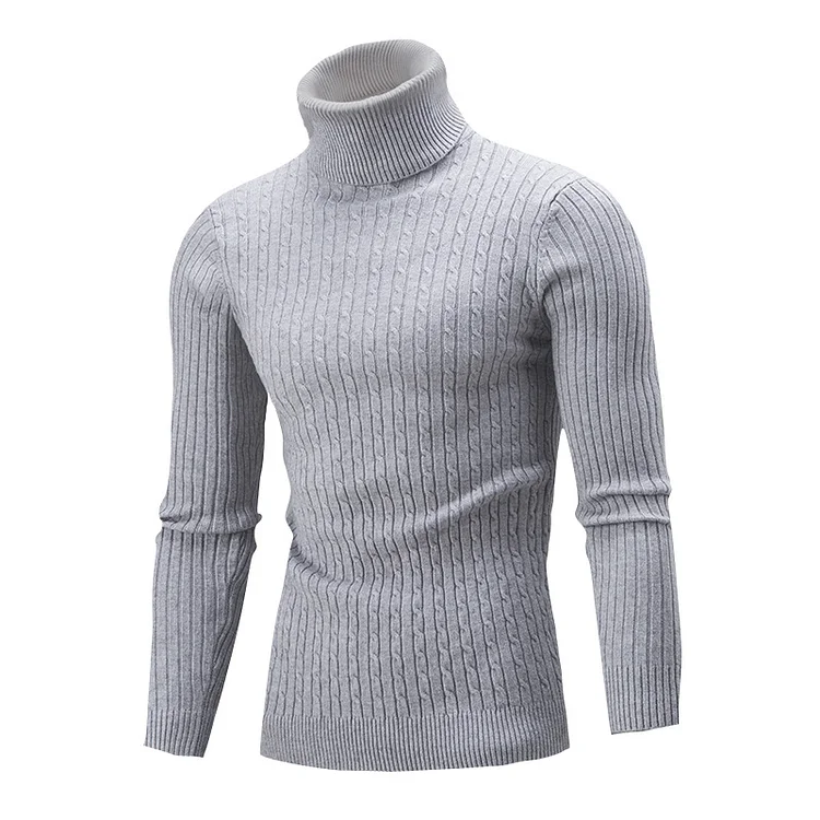 BrosWear Turtleneck Solid Color Pullover Top Sweater