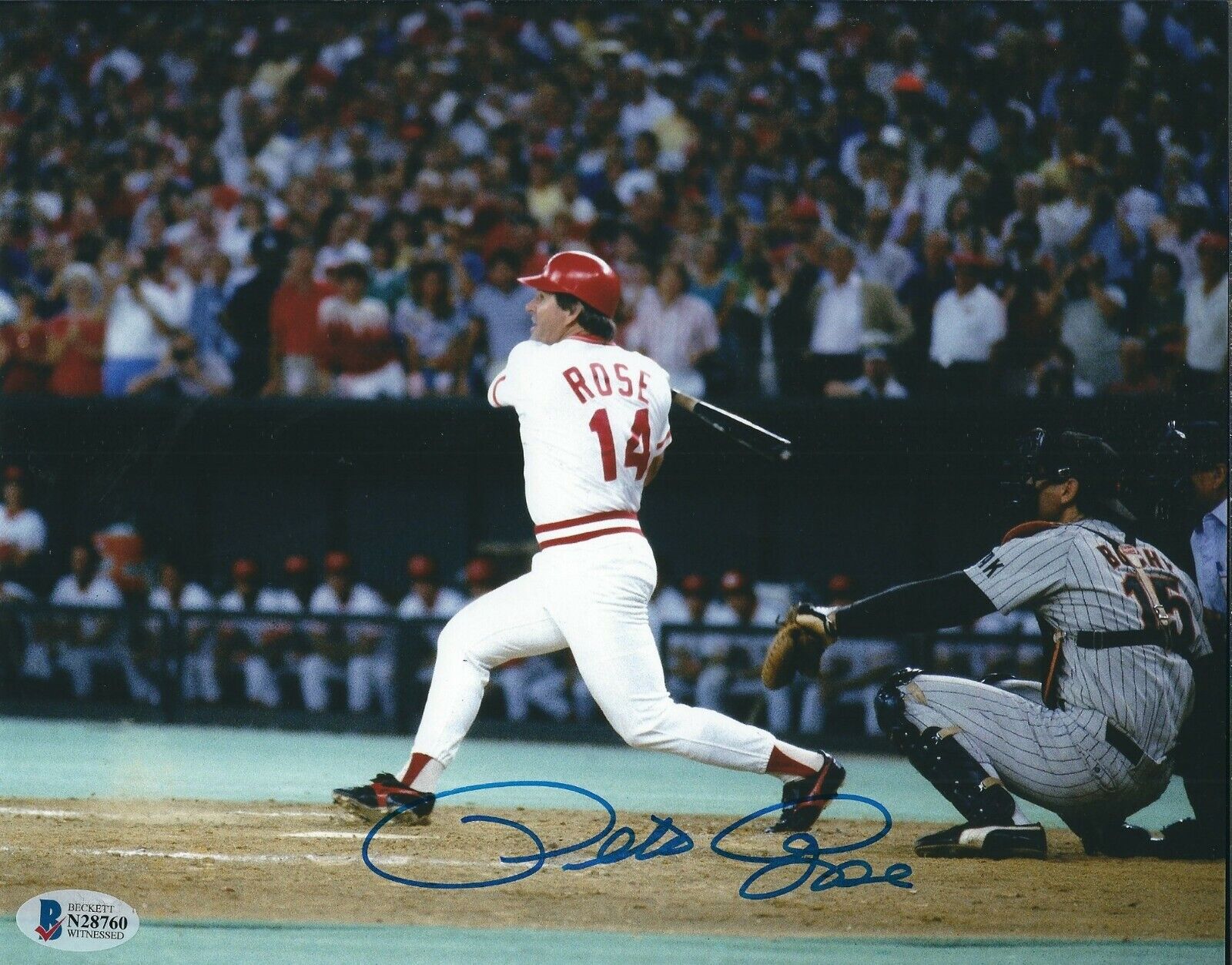 Autographed 8x10 PETE ROSE Cincinnati Reds Photo Poster painting - Beckett Witness COA