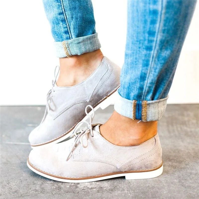 Womens Oxford Shoes Comfort Low Heel Lace-Up Daily Loafers