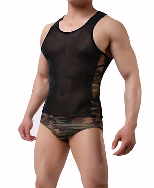 Men's camouflage jumpsuit Men's sexy lingerie