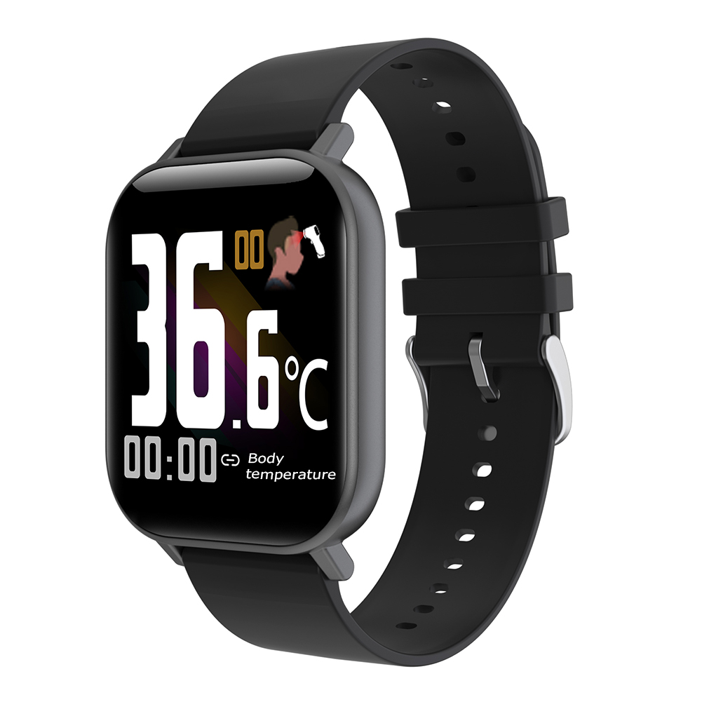 

T68 Body Temperature Measure Smart Watch Heart Rate Monitor Full Touch IP67, Black, 501 Original