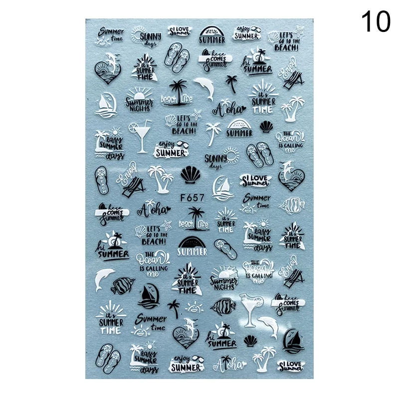 1PC Succulent Plants Flower 3D Nail Sticker Spring Floral Leaves Adhesive Transfer Decals Slider DIY Nail Art Decoration-Nail Inspo