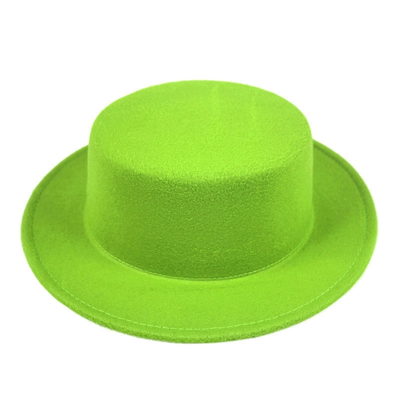 Couple’s Flat Brim Hat Men’s And Women’s Autumn And Winter Retro British Jazz Hat Flat Top Big Brim Top Hat Women’s Sun-proof Street Dance Hat