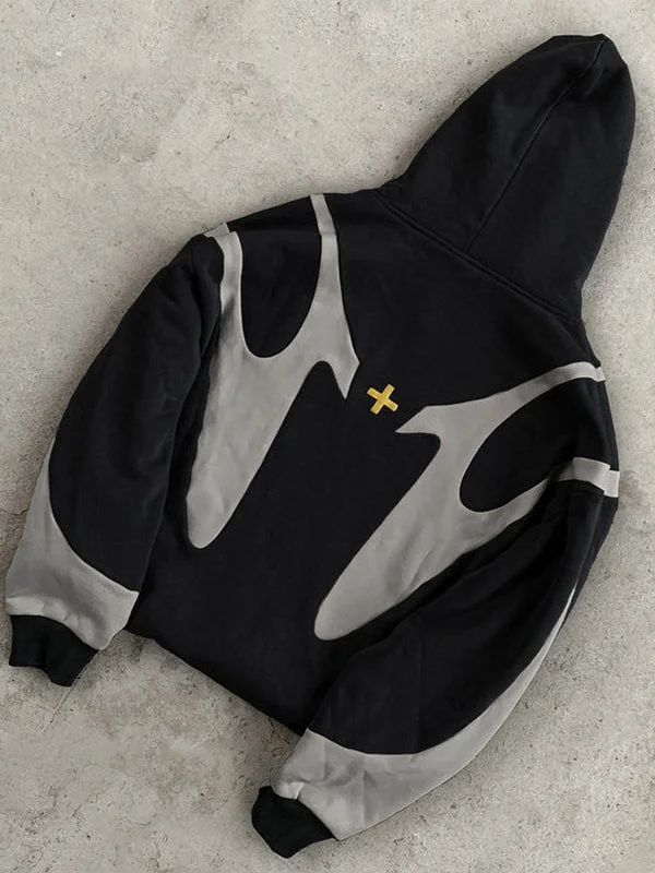 Brownm Y2K Men's Oversized Hoodie with Contrasting Colors and Long Sleeves