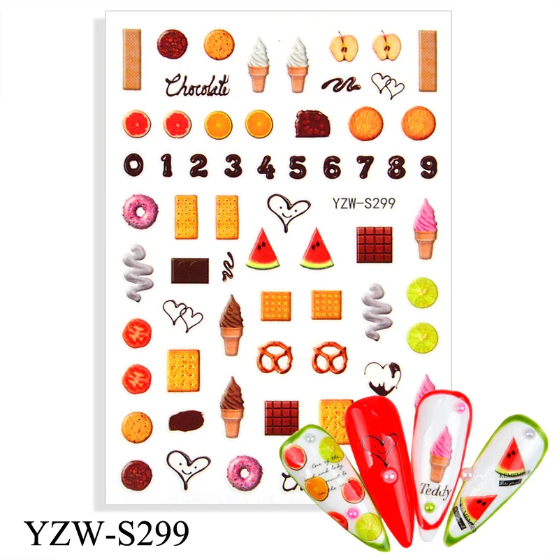 Churchf 1pcs Autumn Winter Nail Sticker Robin Snow Flower New Year Halloween Christmas 3D Decals Nail Art Design Decor Accessories-Nail Inspo