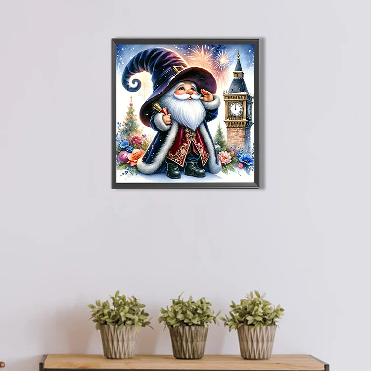 New Years Gnome - Full Round(Partial AB Drill) - Diamond Painting(45*45cm)