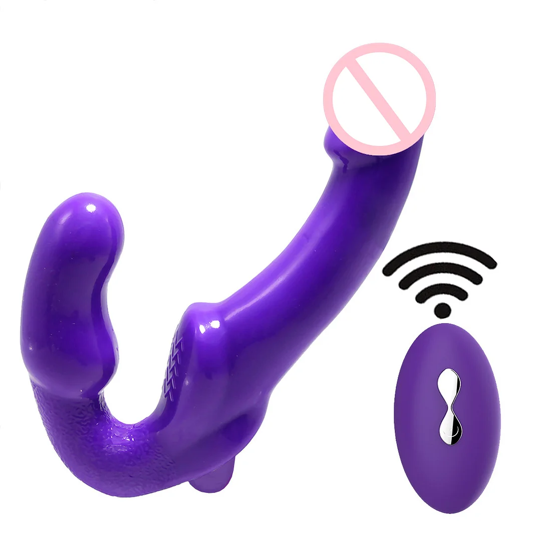 10 Frequency Vibrating Remote Control Double Ended Wearable Dildo - Rose Toy