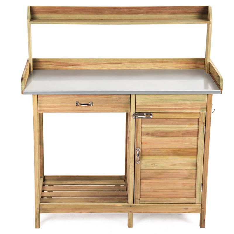 Eletriclife Outdoor Garden Wooden Work Station Potting Bench