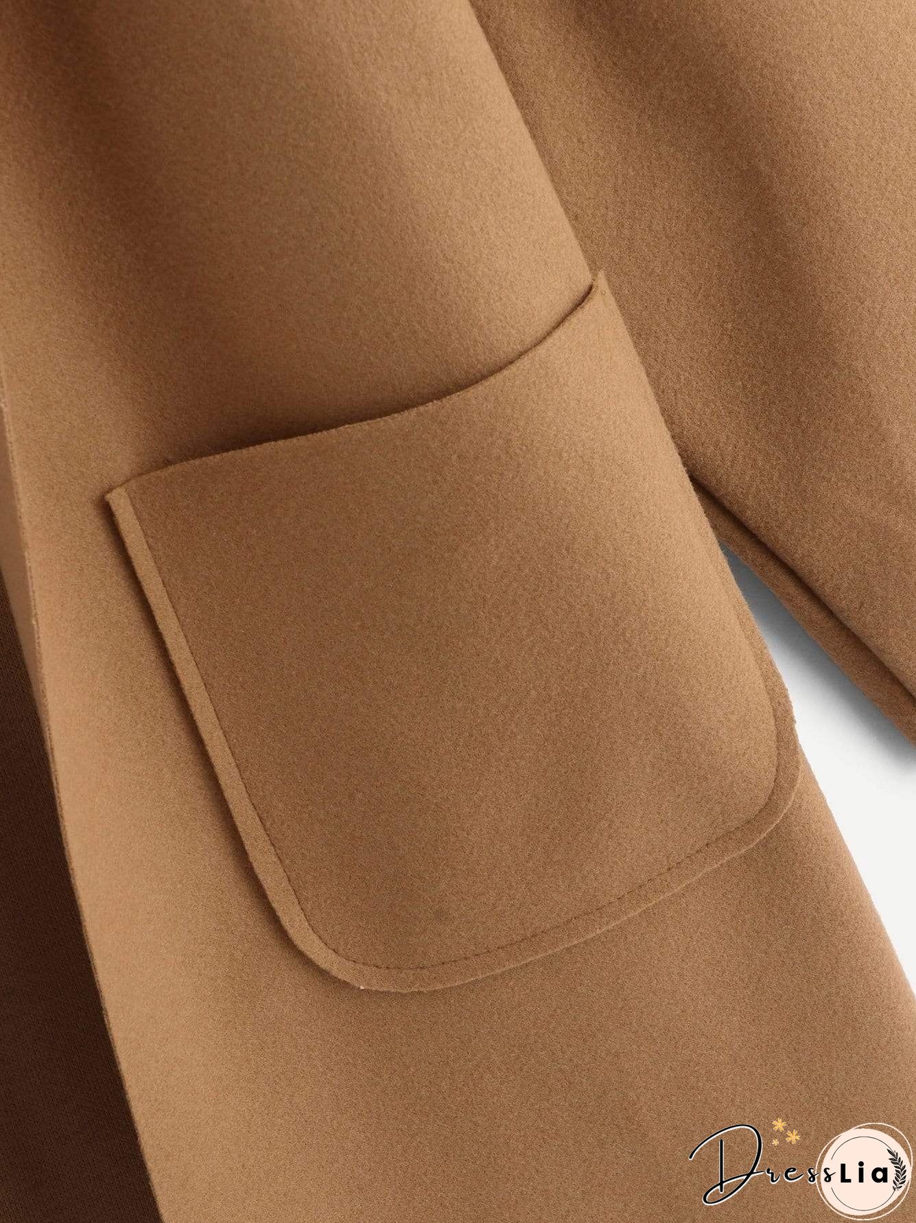Solid Shawl Collar Dual Pocket Coat for Women