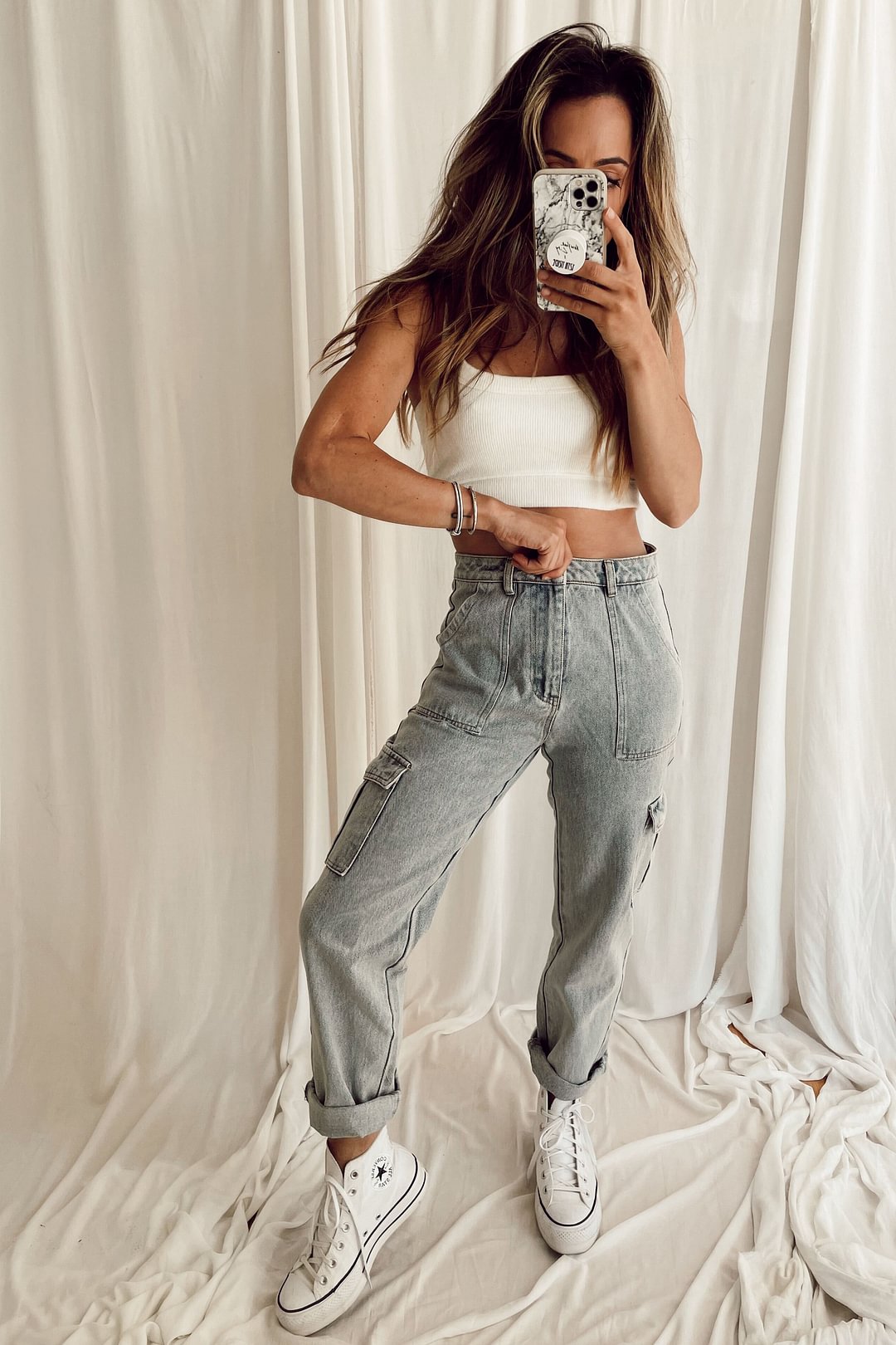 Eden Light Wash Cargo Pocket Jeans