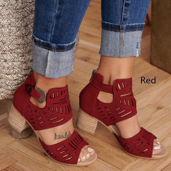 New Women Fashion Chunky Heel Sandals Hollow Out Platform Sandals Buckle Strap Sandals Casual Peep Toe Summer Shoes - Shop Trendy Women's Clothing | LoverChic