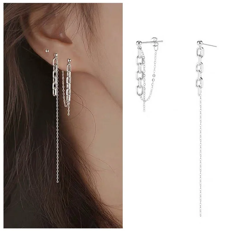 UsmallLifes King  New asymmetric chain tassel earrings ELCNEPAL