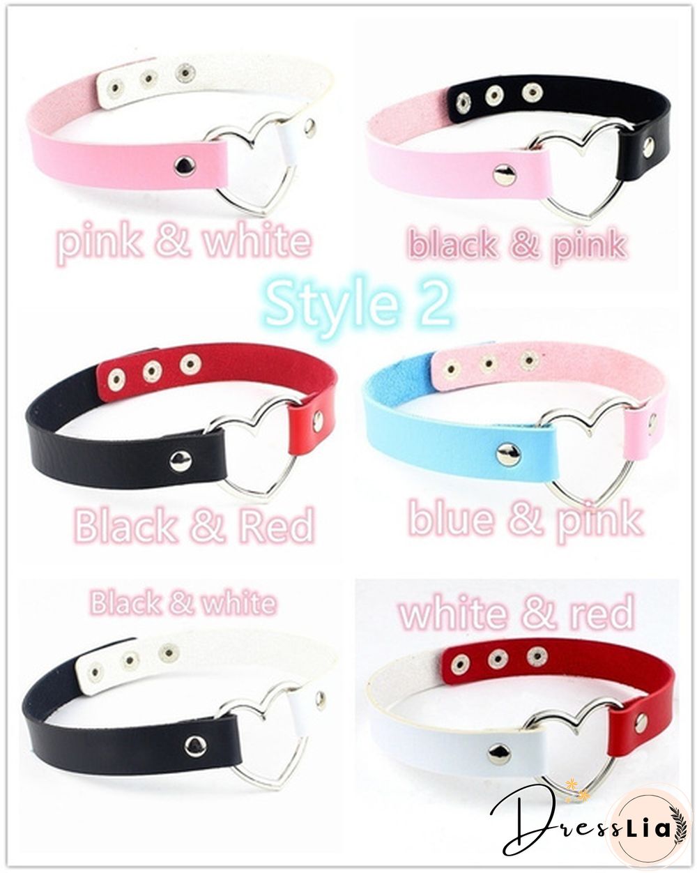 1 Pieces Handmade Heart Pendant Choker Laser Light Necklace Punk Leather Collar Chocker Necklace Torques