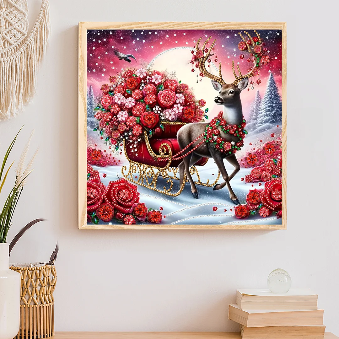 Red Deer - Partial Special Shaped Drill Diamond Painting Kits (Canvas|30*30cm)