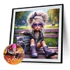 Jolie fille aux grands yeux ronde drill diamond painting-40 * 40cm