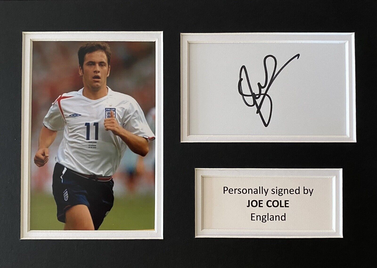 Joe Cole Hand Signed White Card In A4 England Mount Display