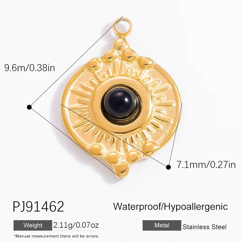 1 Piece 6.7*9.9mm 304 Stainless Steel Natural Stone Geometric Pendant Jewelry Accessories