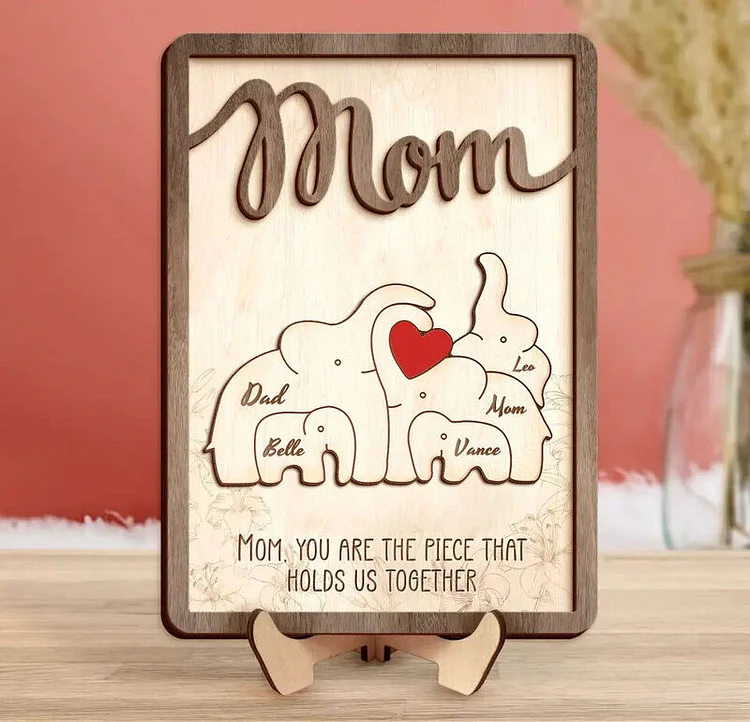 Personalized elephant Family Puzzle Heart Frame🐘