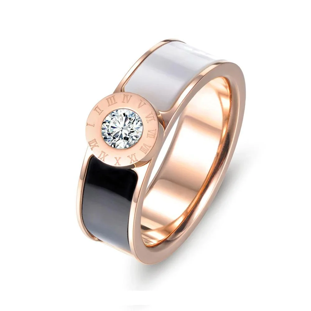 Classic Roman Numeral Stainless Steel Rings