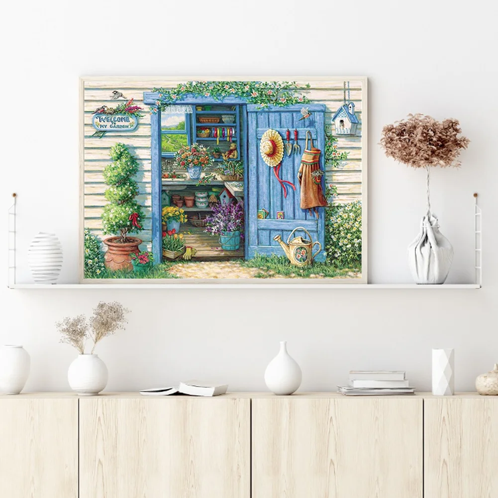 14CT Full Stamped Cross Stitch - Flower House(Canvas|40*50CM)