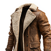 Men's Vintage Brown Suede Leather Coat With Faux Fur Lining by Inlyline