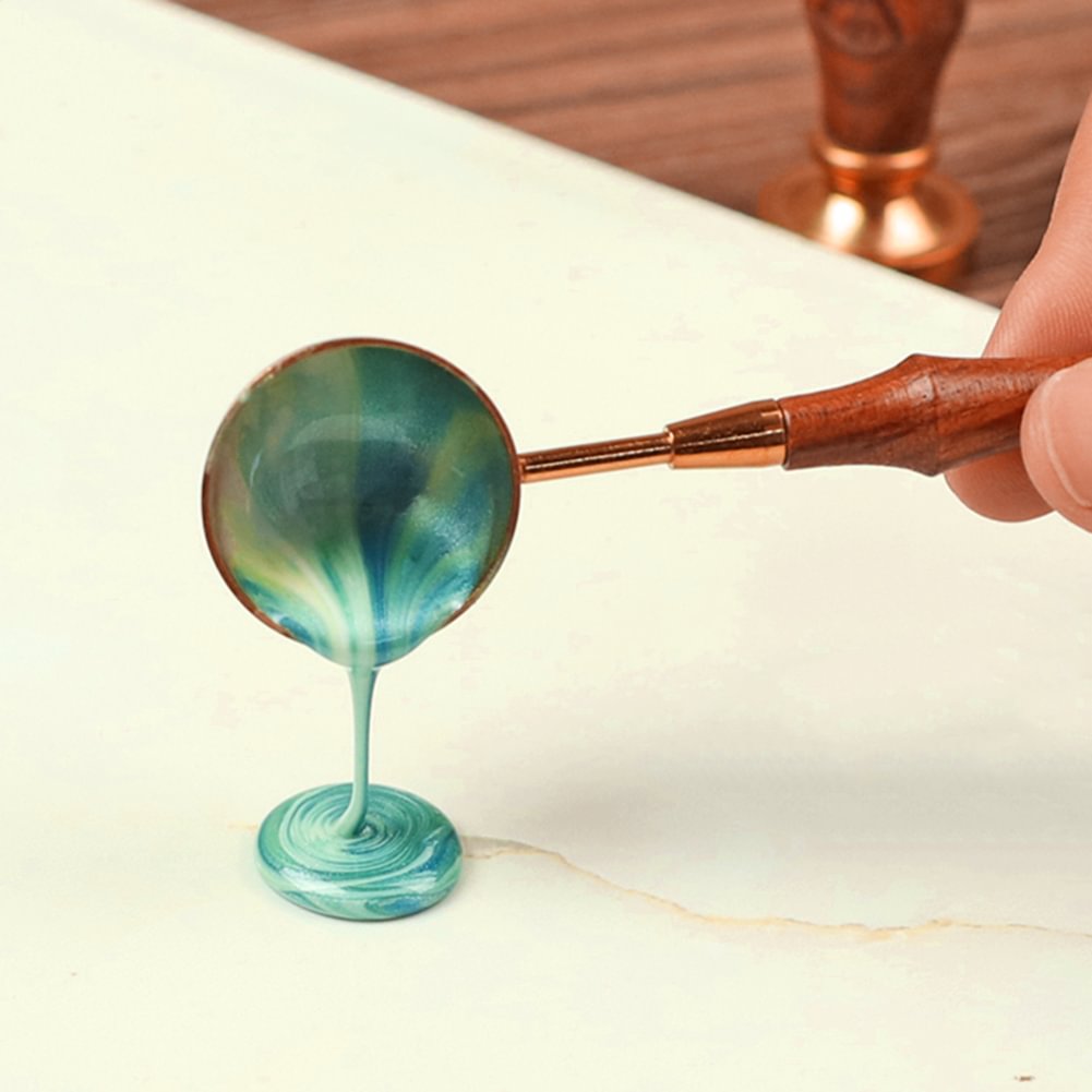 Wax Sealing Melting Spoon Retro Wooden Handle Spoon for Wax Seal Stamps