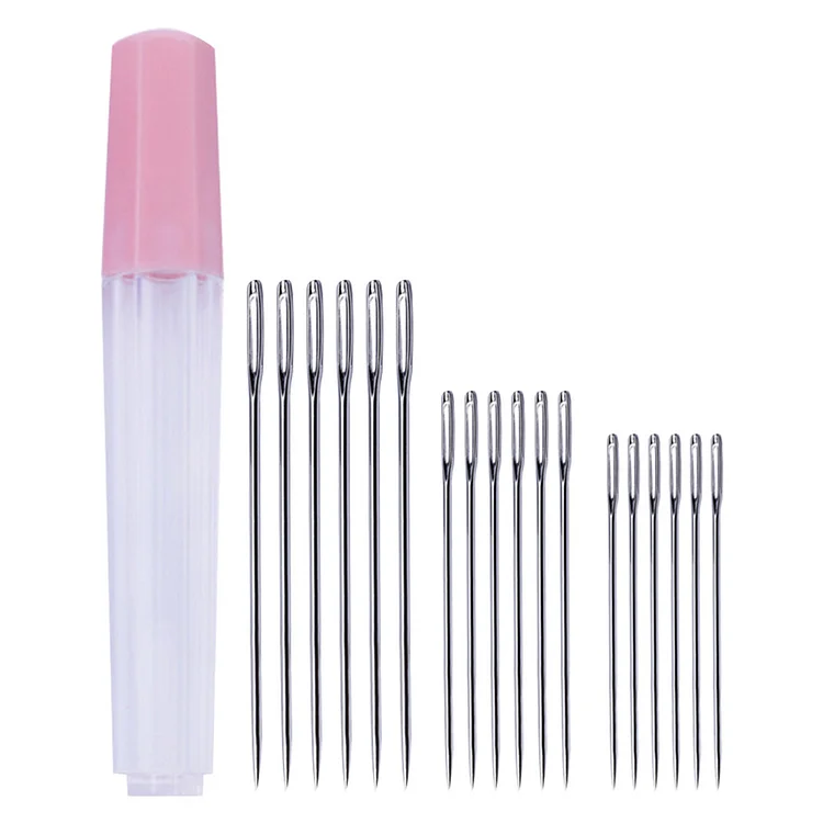 Big Eye Sewing Needles Set Stainless Steel Cross Stitching Tool Clear Tube