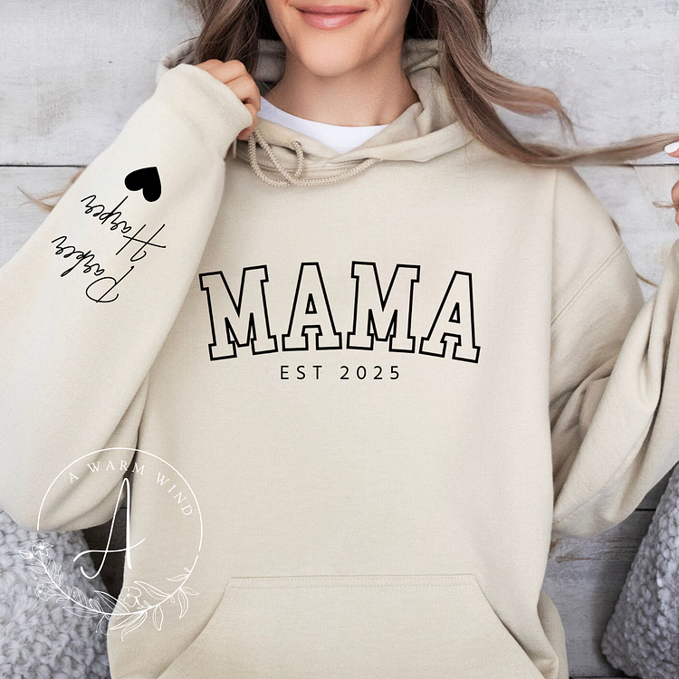 Custom Mama Sweatshirt With Children Names And Date, Personalized Mama Hoodie