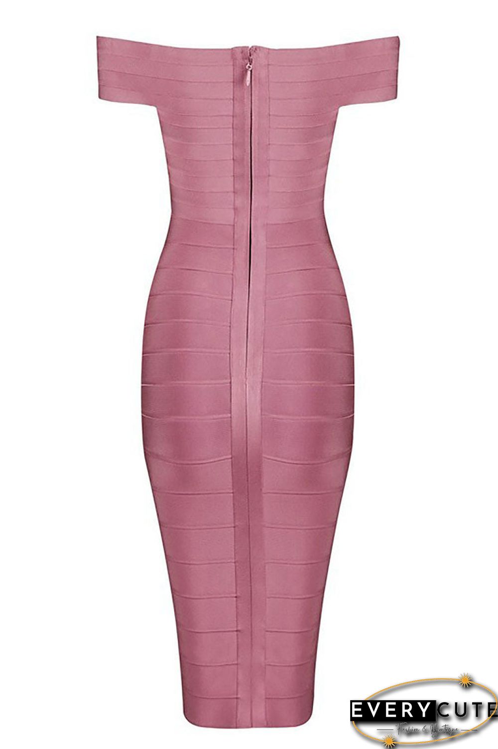 Pink Off-the-shoulder Short Bandage Dress